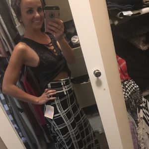 LuLaRoe black and white striped maxi skirt